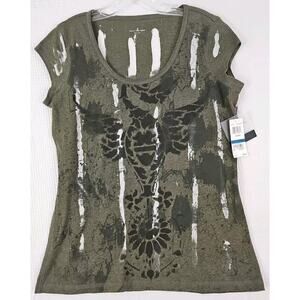 Calvin Klein Jeans ~Woman Size XL~ Green Camo Short Sleeve T-Shirt NWT $45.50